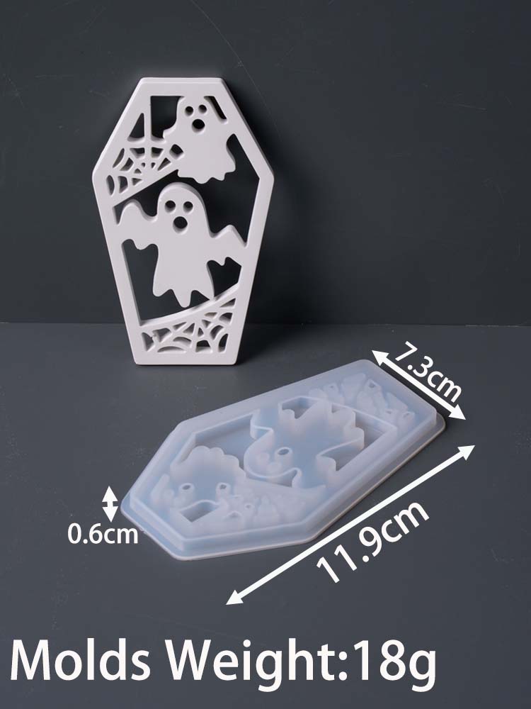 Gothic Halloween Ghost Night Light Silicone Mold Skull Bat Storage Box Gypsum Mould Candlestick Resin Carfts Molds Home Decor