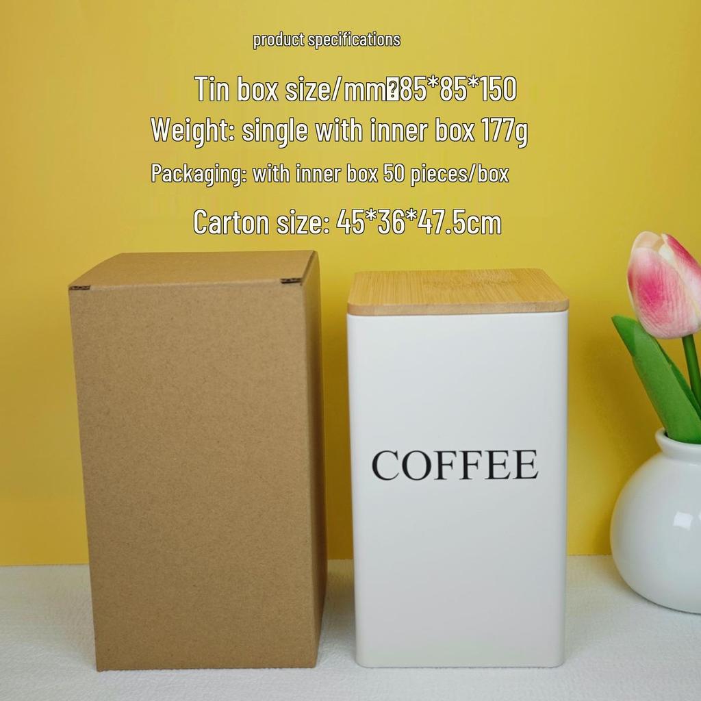 Elegant Bamboo & Wood Lid Tea Caddy, Tinplate Storage Box, Moisture-Proof Sealed Jar for Coffee Beans & Candy.