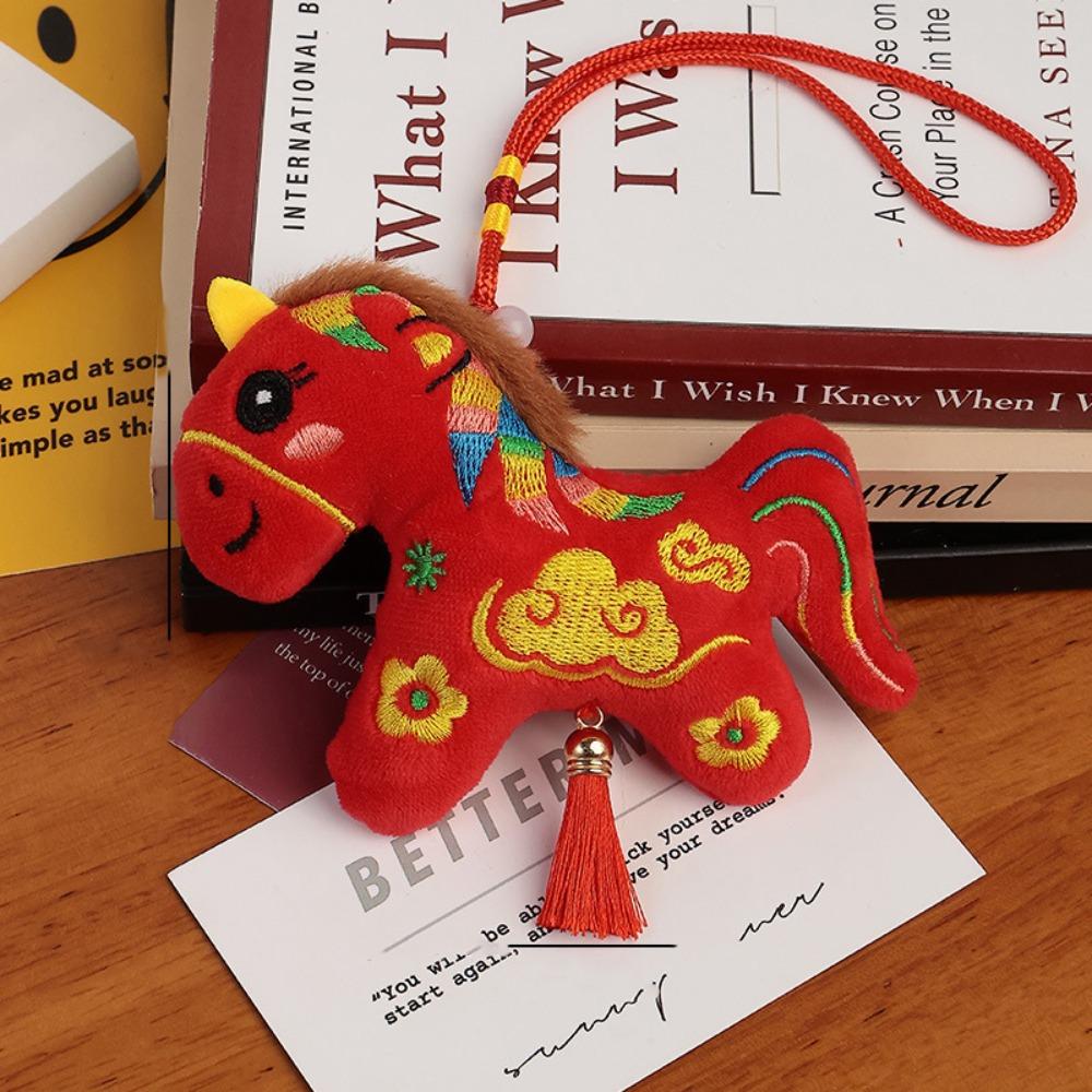 Red Chinese Zodiac Horse Doll Cartoon Mascot Traditional Pony Plush Doll  New Year