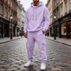 Men's 2 Piece Casual Outfit Set with Sweatshirt and Elastic Waist Cargo Jogger Pants for Outdoor Sports