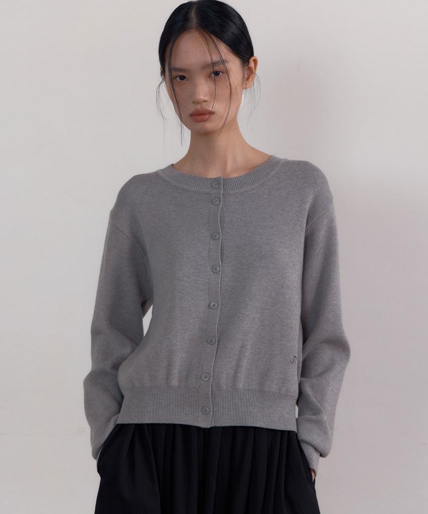 38Comeoncommon Crew Neck Cardigan (Melange Gray)