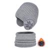 2pcs Coldproof Children Knitted Beanie Earflap Scarf Hat Set Soft Pullover Hat  Children