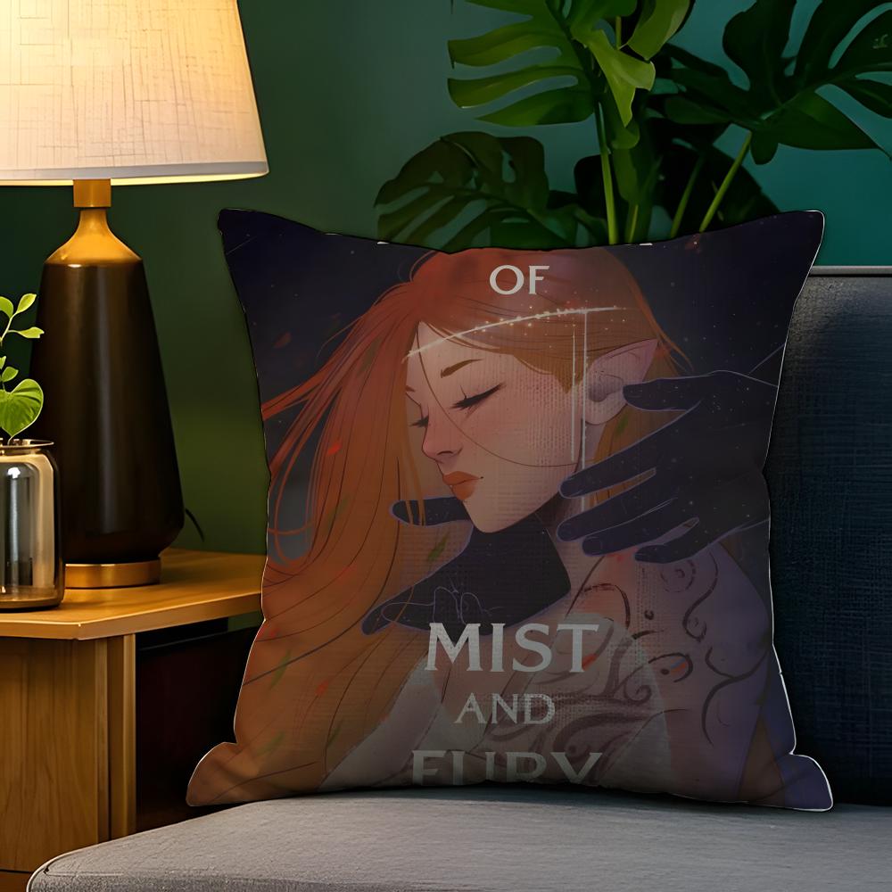 Fantasy Novel A-A Court Of Thorns And Roses 8 Natural Linen Pillow Case Double-Sided Decor Sofa Pillowcase Home Decor