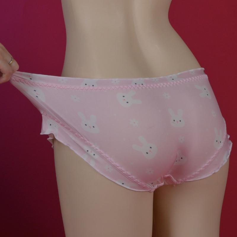 Sissy Lingerie For Men Silky Cute Cartoon Lace Sheer Panties Camel Toe Underwear Crossdresser Mesh See Through Lingerie