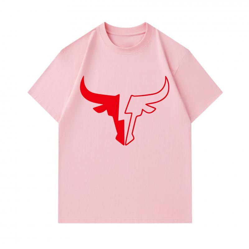 Men's 100% Cotton Crew Neck Short Sleeve T-Shirt, Stylized Red Bull Horn Graphic Printed Casual Soft Breathable Lightweight Daily Wear Tee for Men, Co