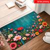 2D Flat Printed, 1pc, Colorful Floral Pattern Floor Mat, Soft Flannel Material, Suitable for Home Room Decoration and Interior Decor, Ideal for Bedroo