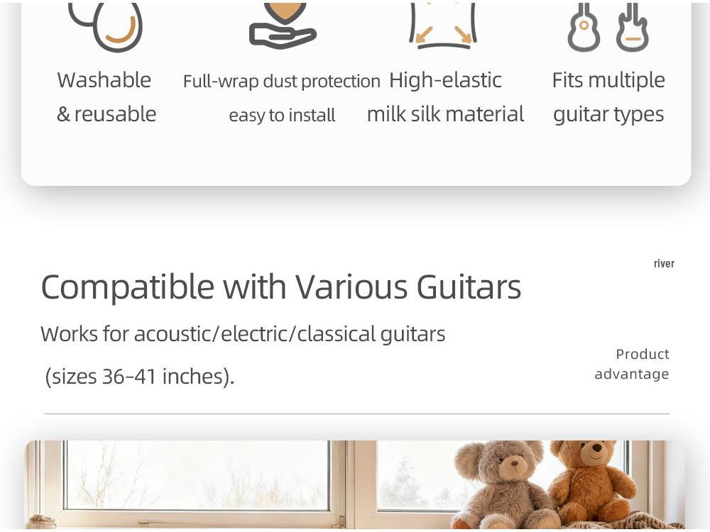 Universal High-Elastic Guitar Dust Cover for Folk and Classical Guitars