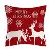 Red Series Snowflake Reindeer Pattern Throw Pillow Cover with Short Plush Print for Living Room Sofa Decoration Cushion Cover