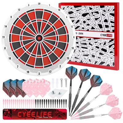 CyeeLife Soft Tip Dartboard Profi-Set, Enthält 6 Dartboards mit Pfeilen, 6 Flights, 30 Spitzen, 1 Wurflinie und 2 Boardständer