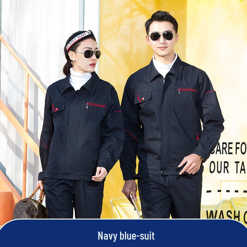 Men's Durable Cotton Workwear Set - Autumn/Winter Protective Welding & Auto Repair Uniform with Print Embroidery