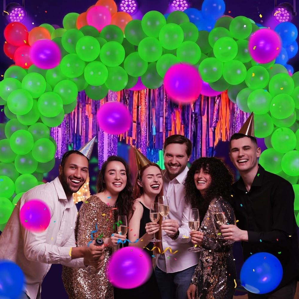100Pcs Decorative Fluorescent Balloons 10/12in UV Balloons Luminous Balloons Graduations