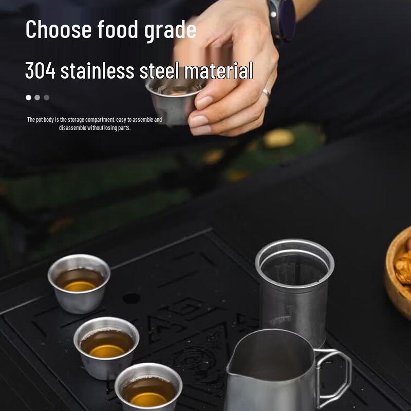 Xinjingzhou Outdoor 304 Stainless Steel Camping Tea Kettle Set