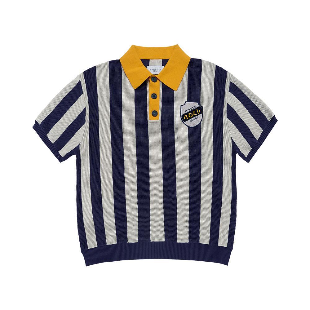 ACME DE LA VIE Collar Point Stripe Short Sleeve Knit (3Color)