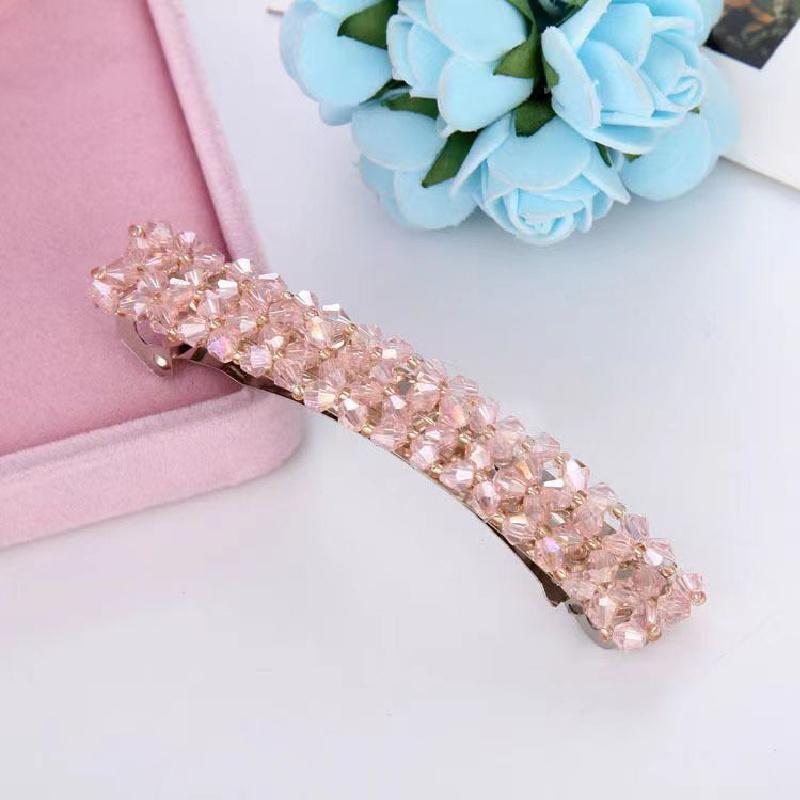 Elegant Crystal Rectangle Hair Clip Golden Metal Barrette Hairpin Hair Accessories