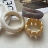 Boho Beige Irregular Acrylic Resin Chunky Bangles for Women on Hand Goth Geometric Metal Charm Bracelets Couple Jewelry Gift