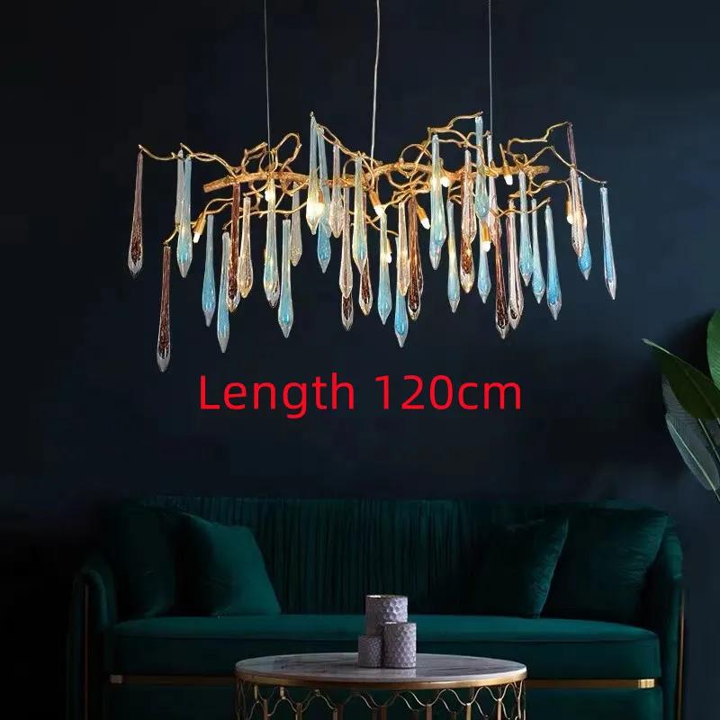 Nordic Luxury Chandelier With Colorful Crystal Branch Design Pendant Lamps Bedroom Restaurant Hotel Kitchen Decoration Lighting