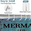 Ocean Shower Curtain Mermaid Bathroom Curtains 60Wx72L Inch Teal Blue Funny Wash Your Tail Bathtub Bubbles Sea Bath Soap Vintage