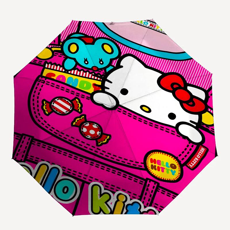 Hello Kitty,Candy Mouse Automatic Folding Umbrella Simple 8 Rib Design, Bright Cartoon Pattern, Durable Iron Frame, Suitable For Travel, Out