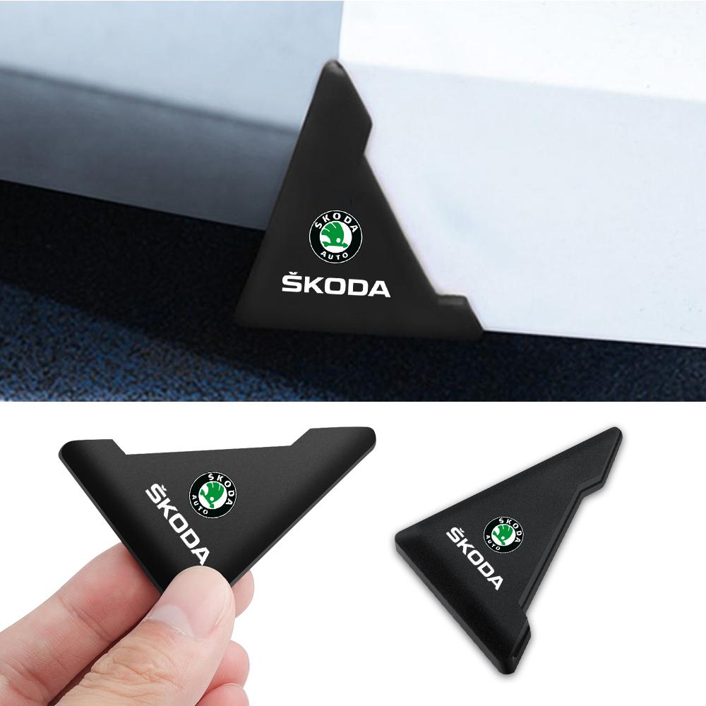 QYSK1 2pcs Silicone Car Door Corner Cover Auto Anti-collision Protection Sticker For Skoda Kodiaq Octavia Fabia Karoq Enyaq Kamiq Yeti