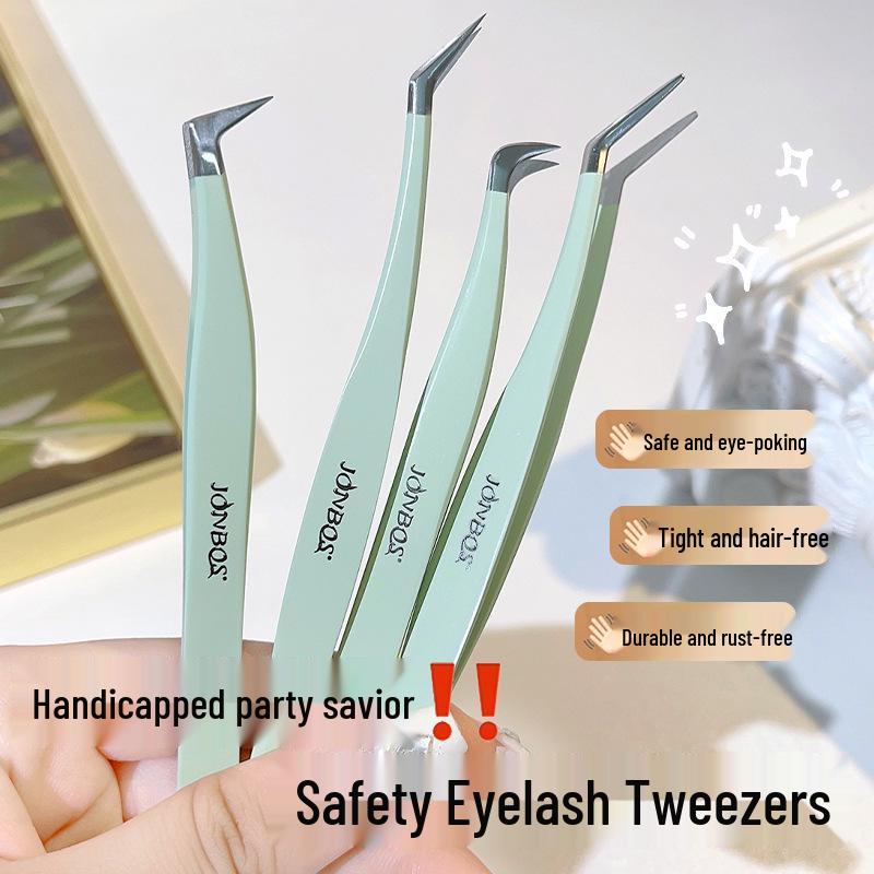 Jiaobosi Gold Feather False Eyelash Tweezers - Beginner Makeup Tool for Eyelash Grafting and Expert Application