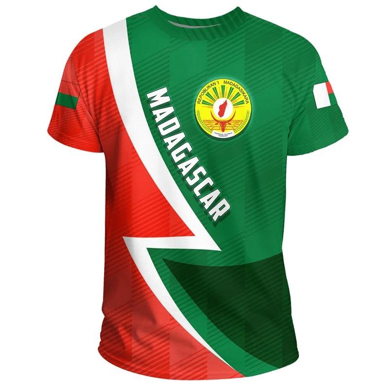 New Madagascar Flag Graphic 3D Print T-shirts Madagascar National Emblem Men’s Sports Tops National Day Gifts Personalized Tee