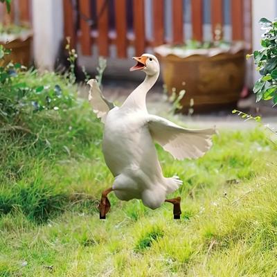 White Goose Garden Stake Acrylic 2D Lawn Stake Funny Goose Stake Outdoor Decoration
