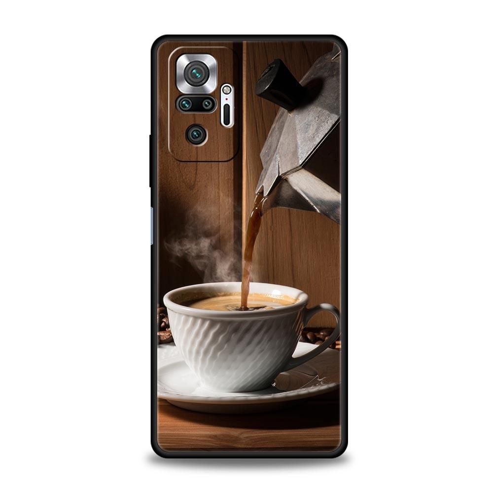 Fashion Coffee Wine Cup Phone Case For Xiaomi Redmi Note 10 11 9 8 Pro 10S 9S 7 8T 9T 9A 8A 9C K40 Gaming 11T 5G Soft Back Cover