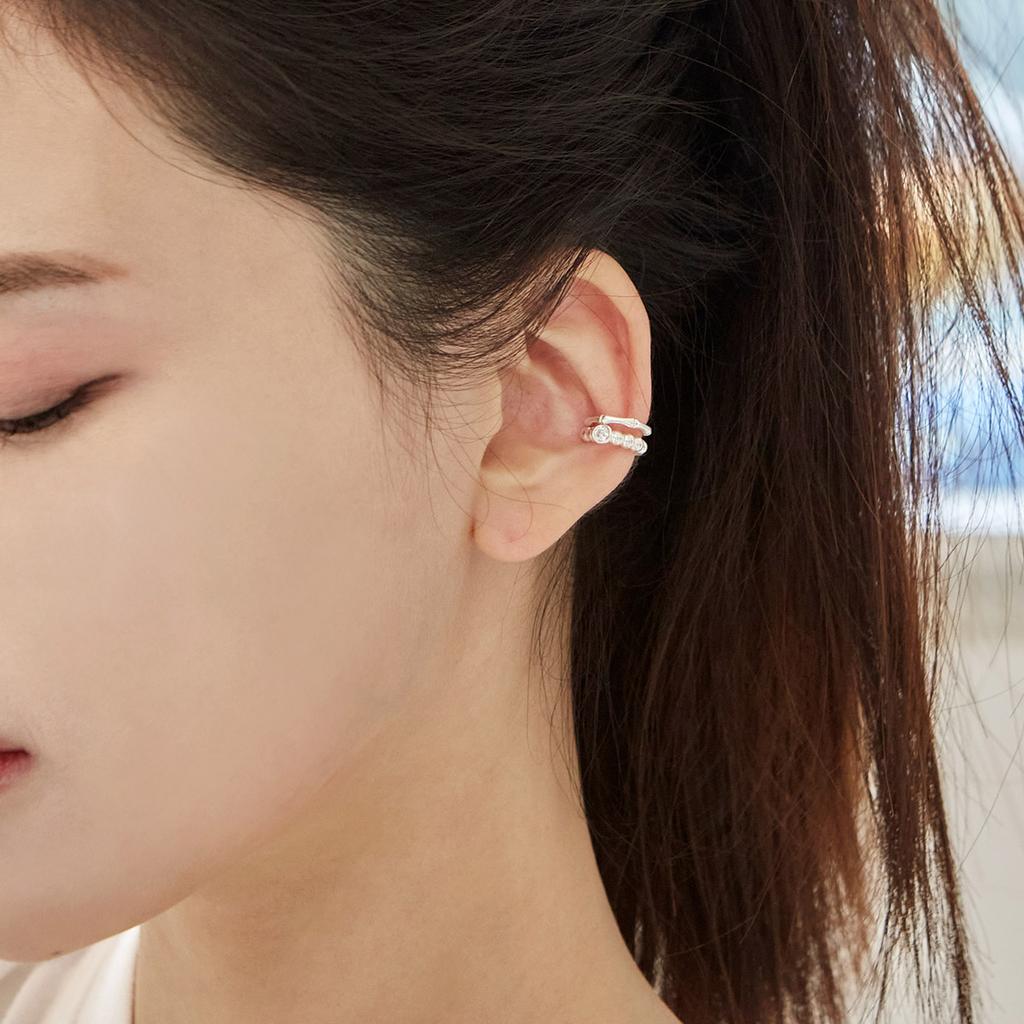 47Bag 925 Silver Ear Curve Clip-On Ring Piercing Earrings Ila
