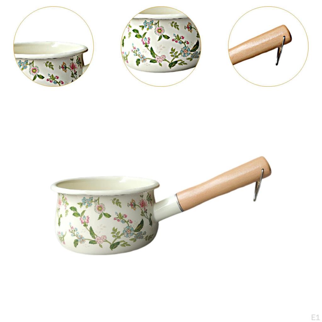 Small Enamel Milk Pot Butter Melting Heat Resistant Universal Mini Saucepan Coffee Warmer