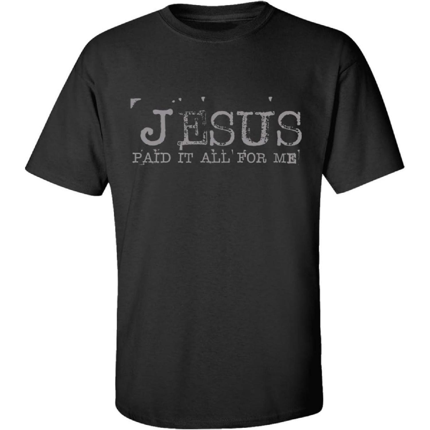 Eternal Life Jesus Paid It All for Me Typewriter Font Men s Christian Short Sleeve T-Shirt-Black-Small XXXXXL разноцветный