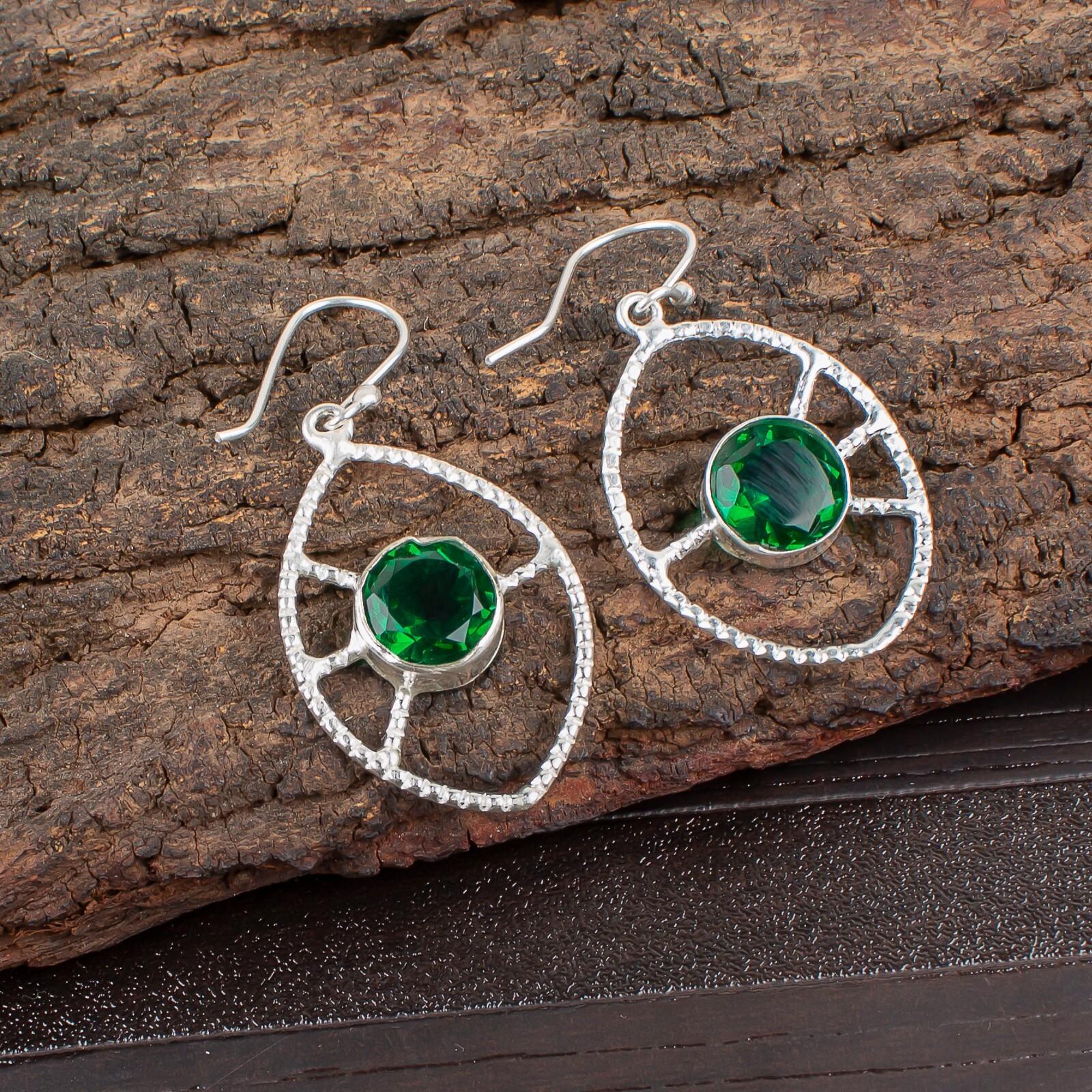 

Chrome Diopside Gemstone 925 Sterling Silver Jewelry Handmade Earrings 2.00 EE-52-1