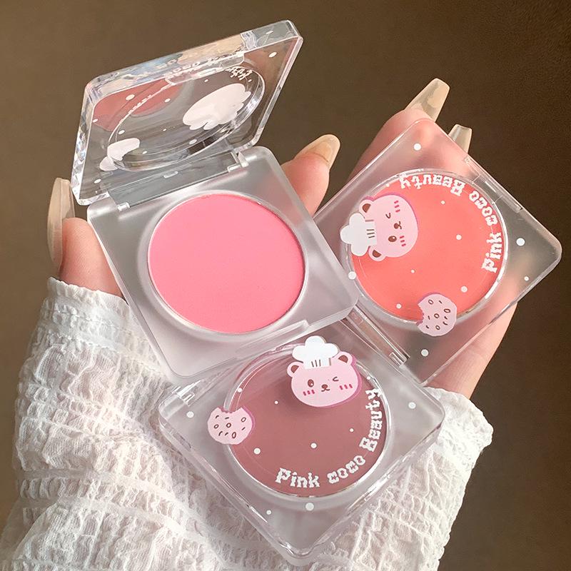 

Pinkcoco Cloud Soft Micro-Blush: Natural Matte Nude Blush in Pink-Orange Tones.