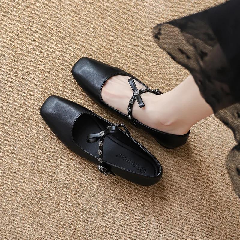 New Designer Women Flat Shoes Spring Square Toe Mary Jane Shoes Girl Fashion Slip-on Loafers
