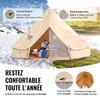 Canvas Bell Tent, 4 Seasons 4 M/13.12 Ft Yurt Tent, Canvas Tent for Camping with Stove Jack, Breathable Tent Holds Up To 6 People, Family Camping