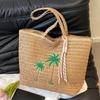 תיק כתף קש בקיבולת גדולה תיק יד נשים חדש רקום ארוג קיץ חופשת חוף הים רוח תיק חוף