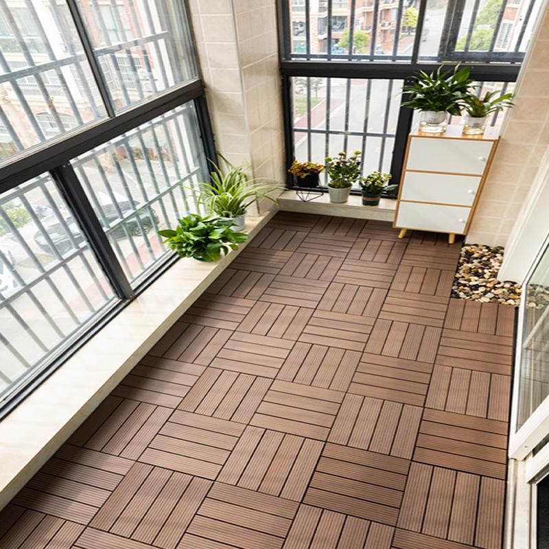Waterproof WPC Interlocking Floor Tiles, Heavy Duty DIY Patio Decking Boards, Indoor Outdoor Recyclable Garden Flooring Planks