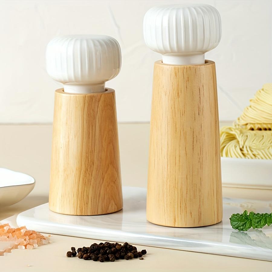 2 Stück nordischer dänischer manueller Pfeffermühle und grobe Salzmühle, Keramikkern für Gewürze und schwarze Pfefferwürzmischungsflasche.