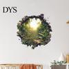 Botanical Theme Wall Covering 3D Hole Forest Sticker, Removable Green Plants Broken Decals, Self Waterproof Mural for Bathroom Adhesive Decoration
