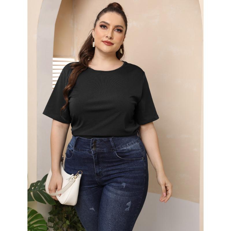Summer Women's T-shirt Plus Size Sexy Backless Butterfly Hollow Short Sleeve Top Round Neck Casual T-Shirt