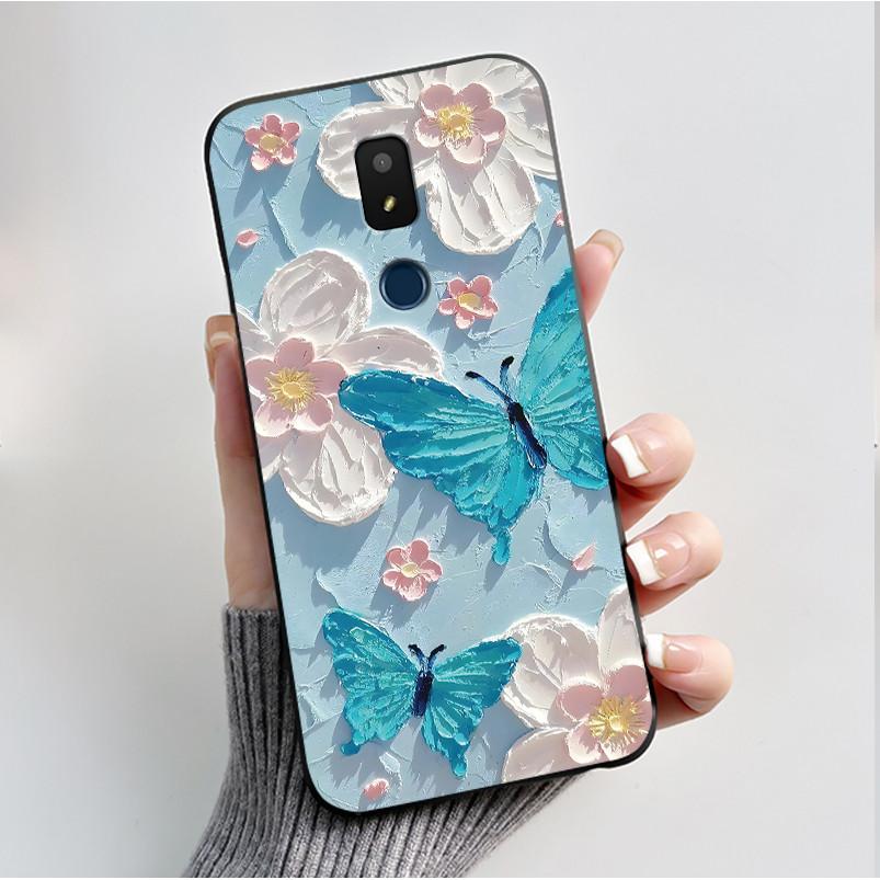 For AT&T Motivate 2 Motivate 3 Cricket Splendor Icon 3 Phone Case Fashion Butterfly Flower Black Soft Silicone Back Cover Funda