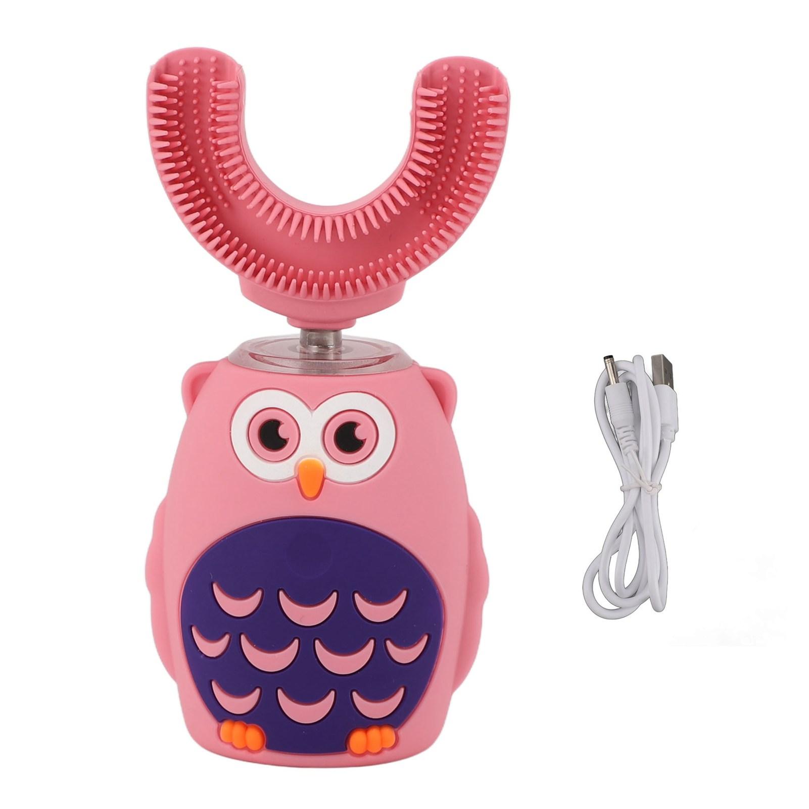 

U-образная электрическая зубная щетка ультразвуковая автоматическая зарядка через USB милая зубная щетка для всей полости рта для детей розовый