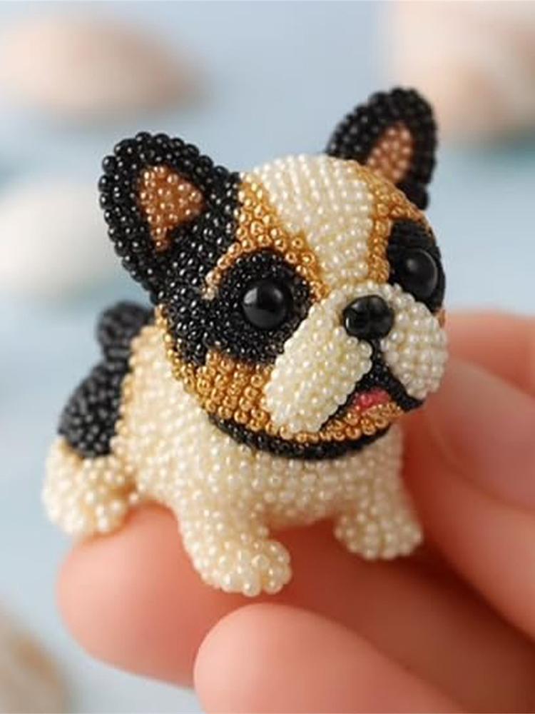 Hunde Perlenstickerei Set 3D Tier Ornament Nähset für Bastelbegeisterte Mädchen Frauen Teenager Erwachsene