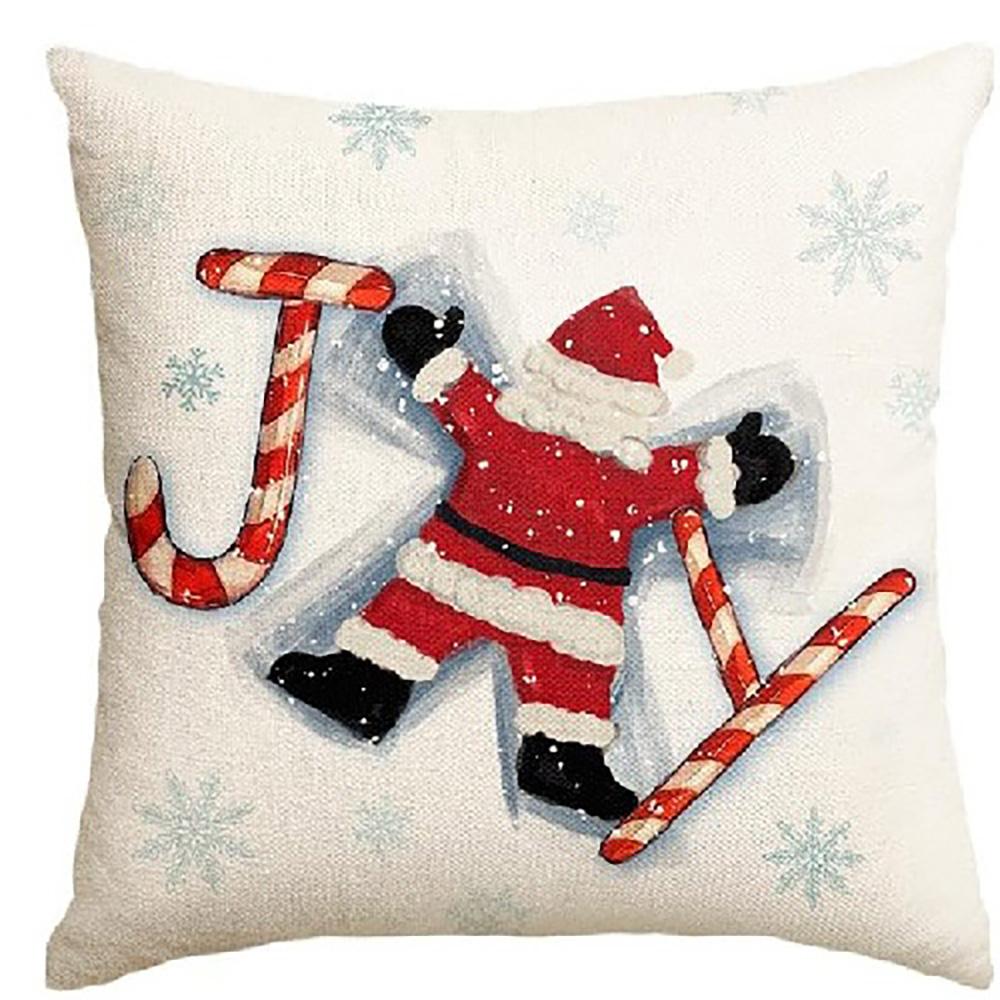 Christmas Themed Pillow Covers: Snowman, Let it Snow, Merry Christmas, Santa Skiing Sofa bed cushion cover,home decoration