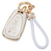 Gold-Rimmed Car Key Set with Diamond Ring Pendant Key Chain
