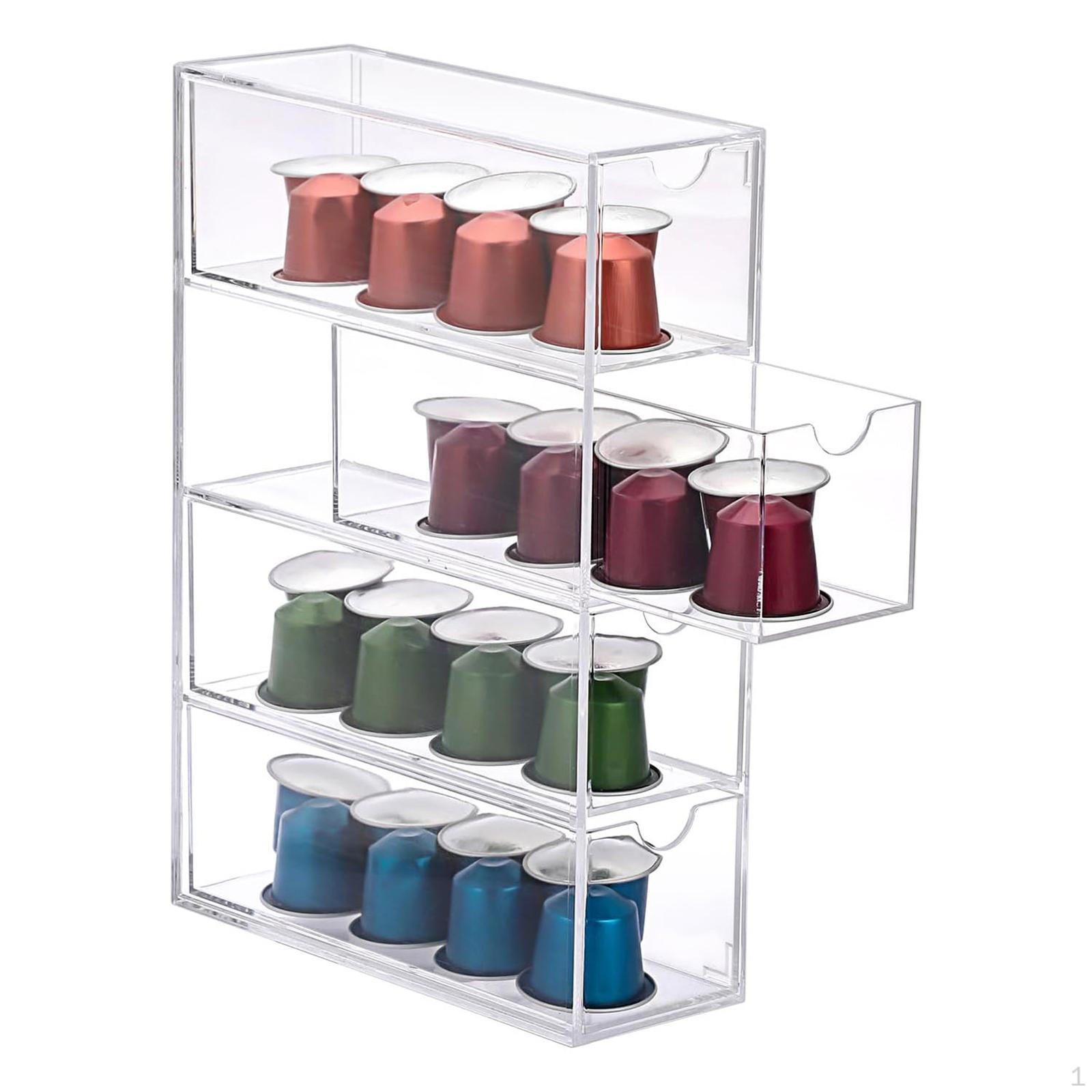 

Desk Organizer Cosmetic Transparent Compact with 4 Drawers Display Case for Living Room