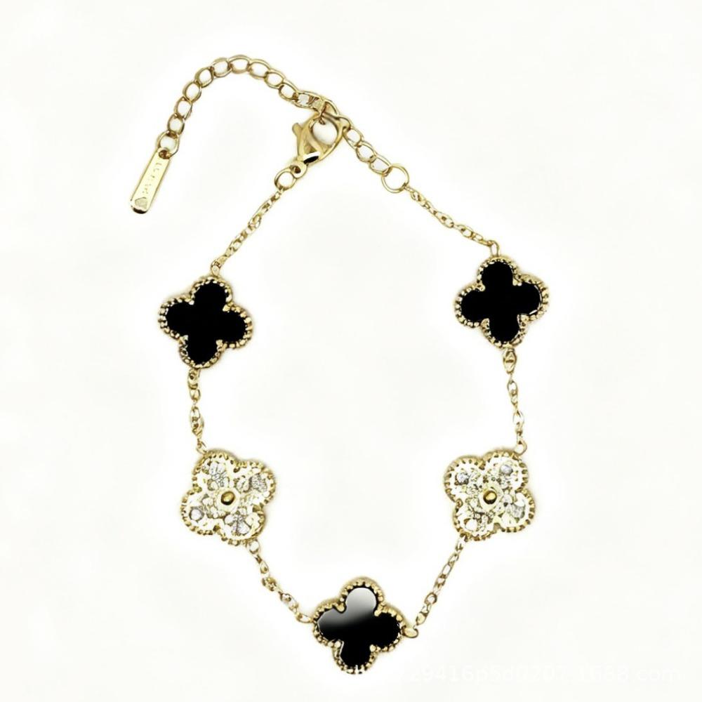 Высококачественный браслет-клевер с четырьмя лепестками, из титановой стали, стойкий к выцветанию, женский браслет