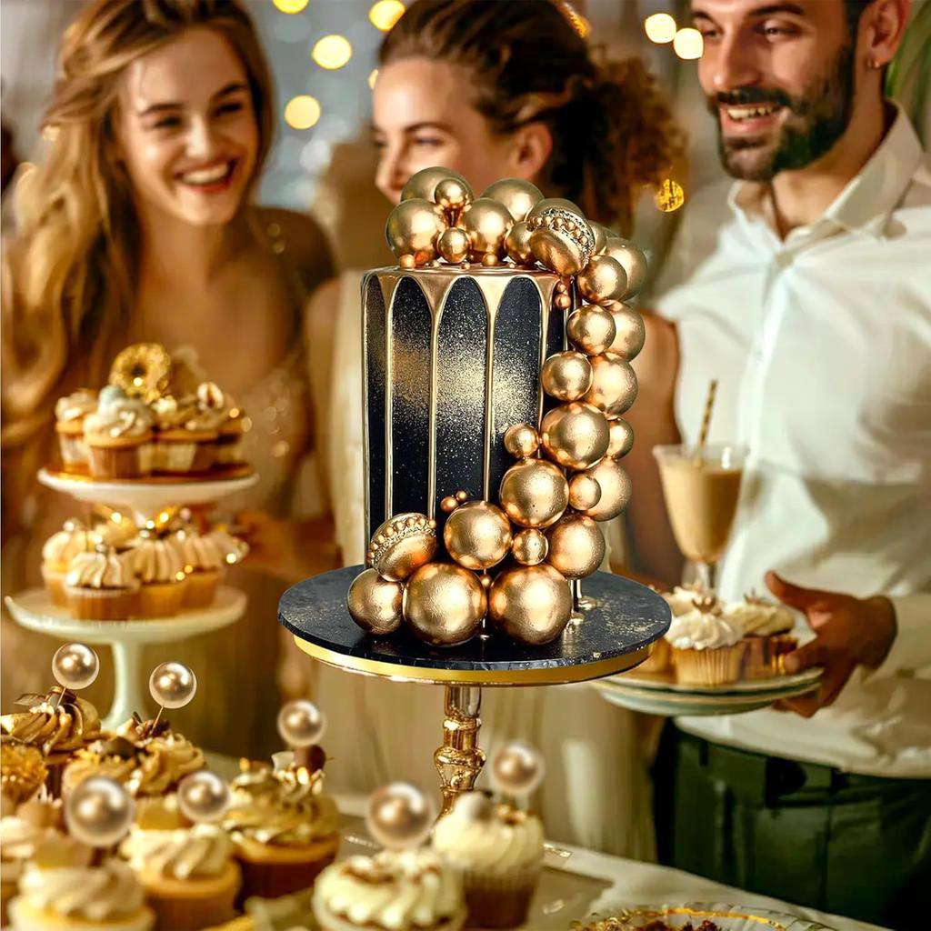 66 STÜCKE Kugel Kuchenstecker Gold 4 Größen für DIY Backdekoration Cupcake Topper und Hochzeitstag Geburtstag