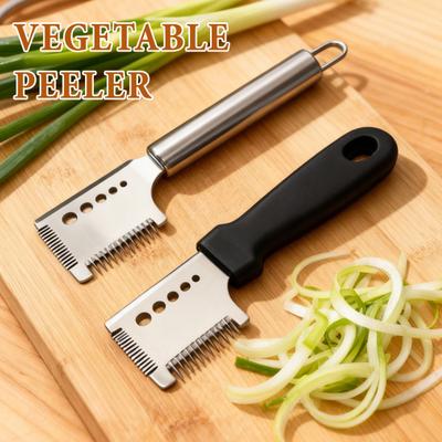 Affetta Cipollotti e Grattugia Acciaio Inossidabile 4-in-1 Utensile da Cucina Multifunzione per Julienne Zenzero Erbe Ergonomico Resistente alla Ruggine Essenziale per Tritare