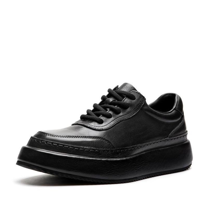 New modelMuffin Bottom First Layer Cowhide Men'S Shoes Trendy Versatile Inner Height Increase Casual Leather Shoes Men'S Leather Thick Sole Retro