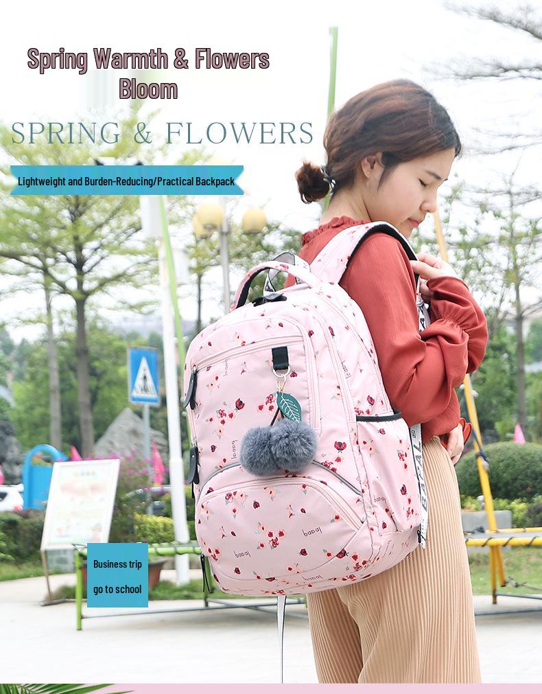 Women's Korean Style Large Capacity Multi-Layer Backpack - Lightweight, Printed, Double Shoulder Bag for Students